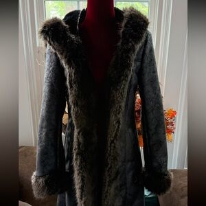 Fabulous Furs Black Teddy Jacket with Plush Faux Fur Trim